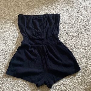 Black strapless romper